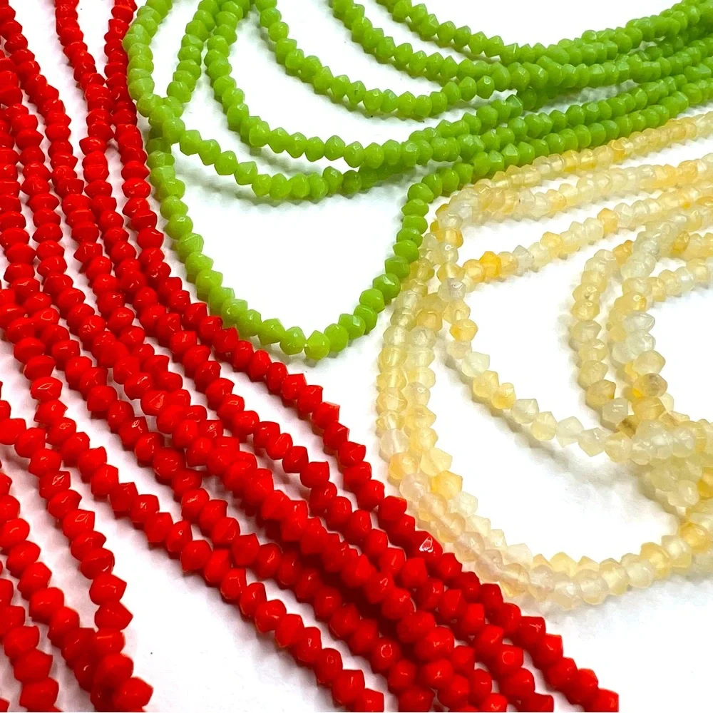 3 Vintage Glass Bead Multi Strand Necklaces marked Japan